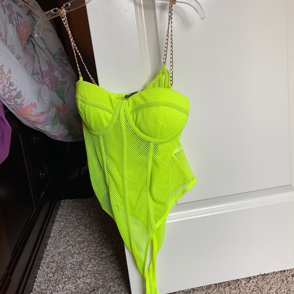 Lime green body suit